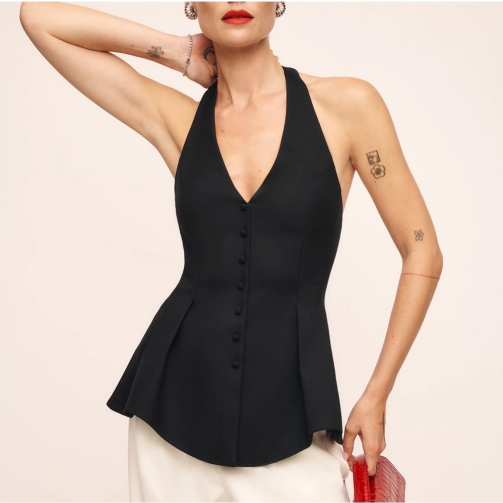 Reformation Black Halter Top